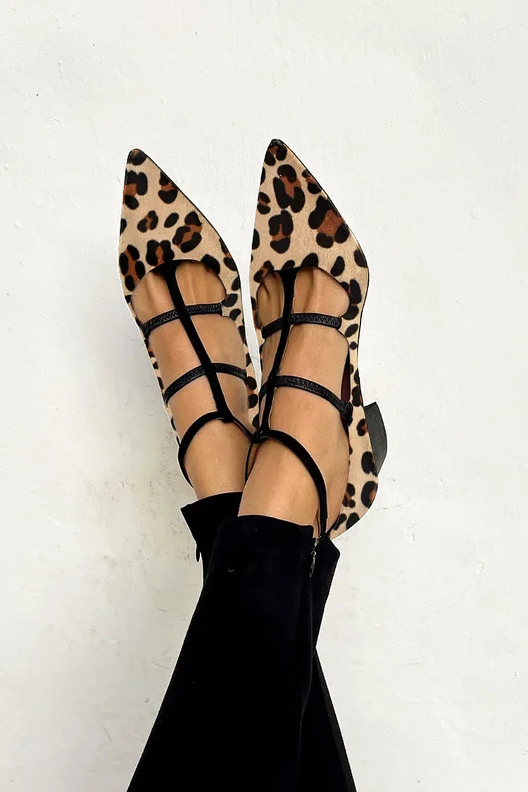 Bridget | Ballerina-Heels mit Leopardenriemen