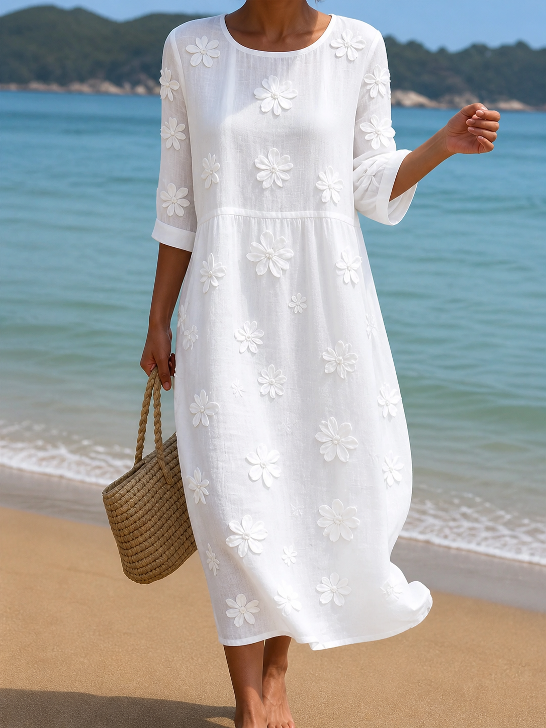 Vestido casual de mulher com estampado floral