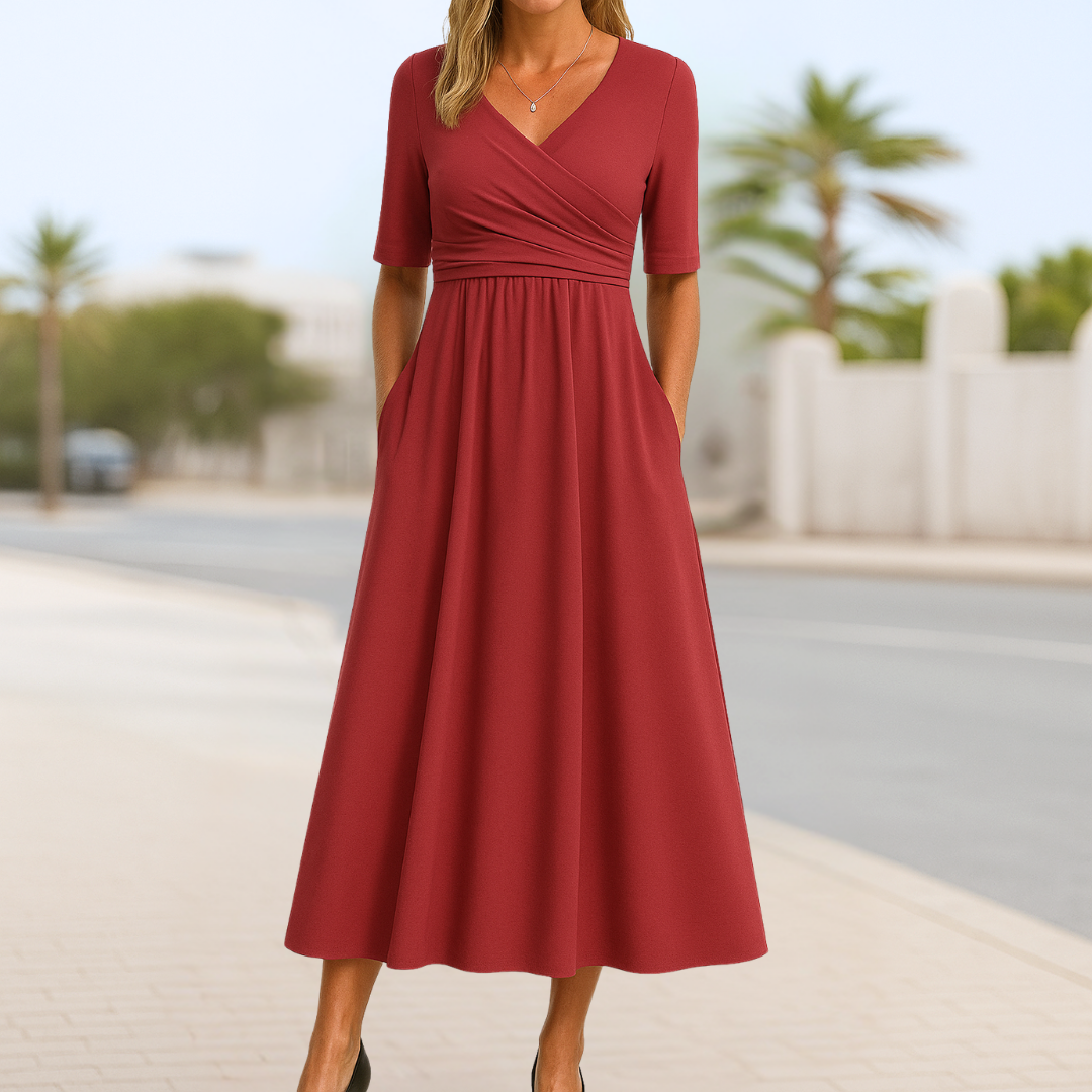 Monique™ | Kurzärmeliges gekreuztes Kleid