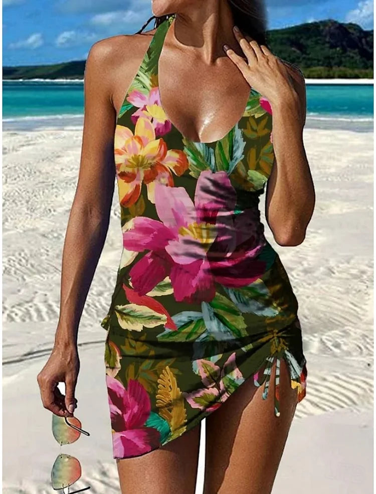 Party | Florales Tankini-Set mit bauchbedeckender Grafik