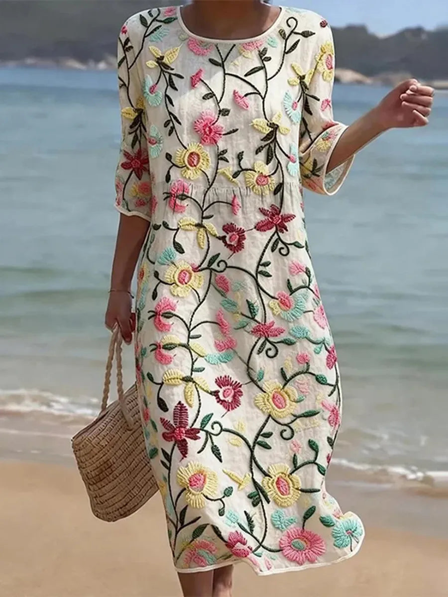 Vestido casual de mulher com estampado floral