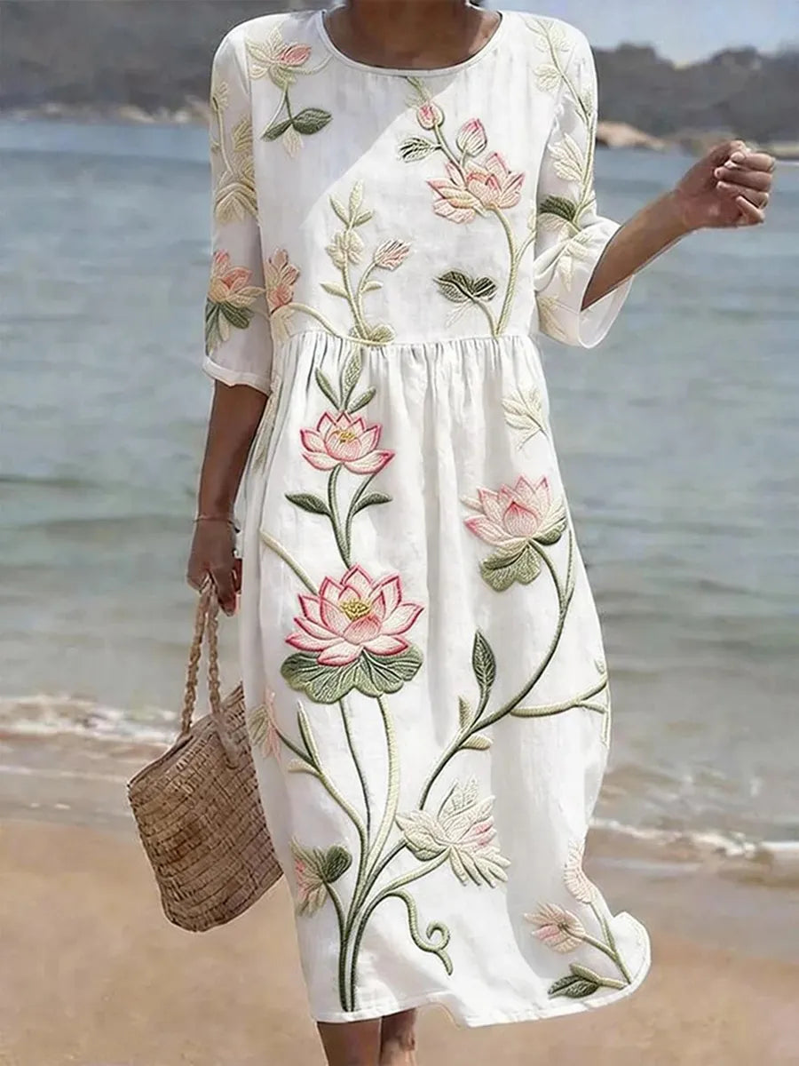 Vestido casual de mulher com estampado floral