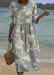 Ashley | Midikleid mit Pflanzen- und Blumendruck