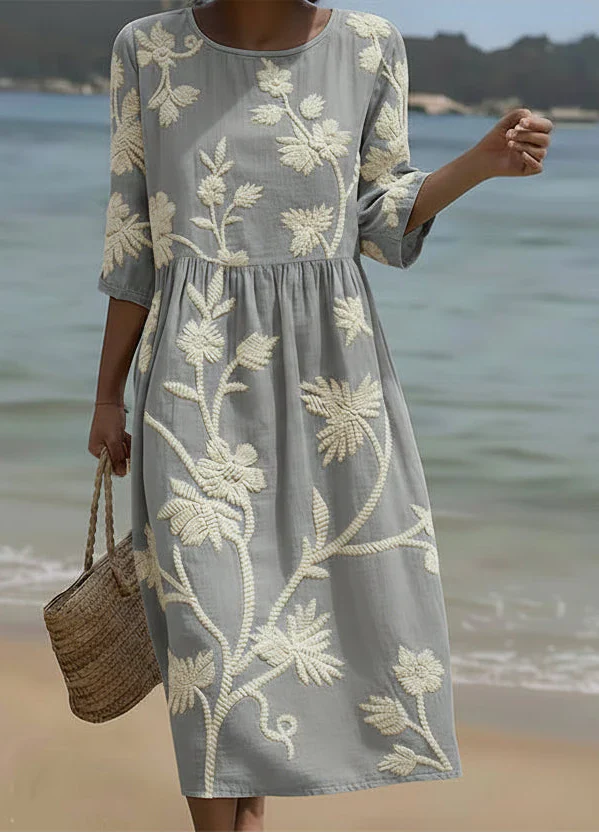 Ashley | Midikleid mit Pflanzen- und Blumendruck