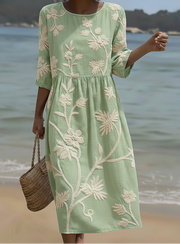 Gwen | Midikleid mit Pflanzen- und Blumendruck