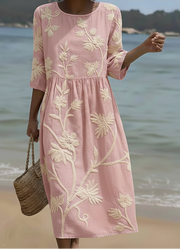 Phoebe | Midikleid mit Pflanzen- und Blumendruck