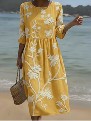 Yassy | Midikleid mit Pflanzen- und Blumendruck