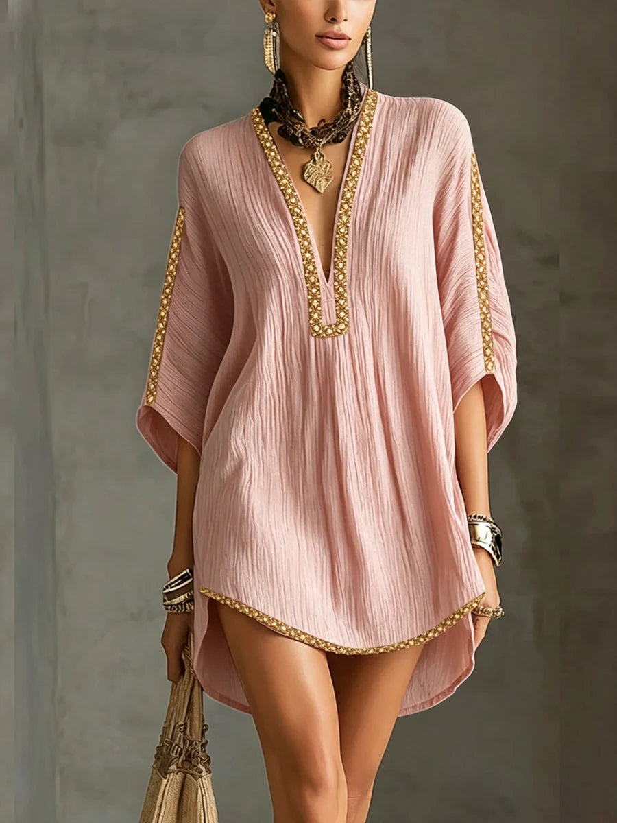 Vestido Estilo Resort com Design de Laço