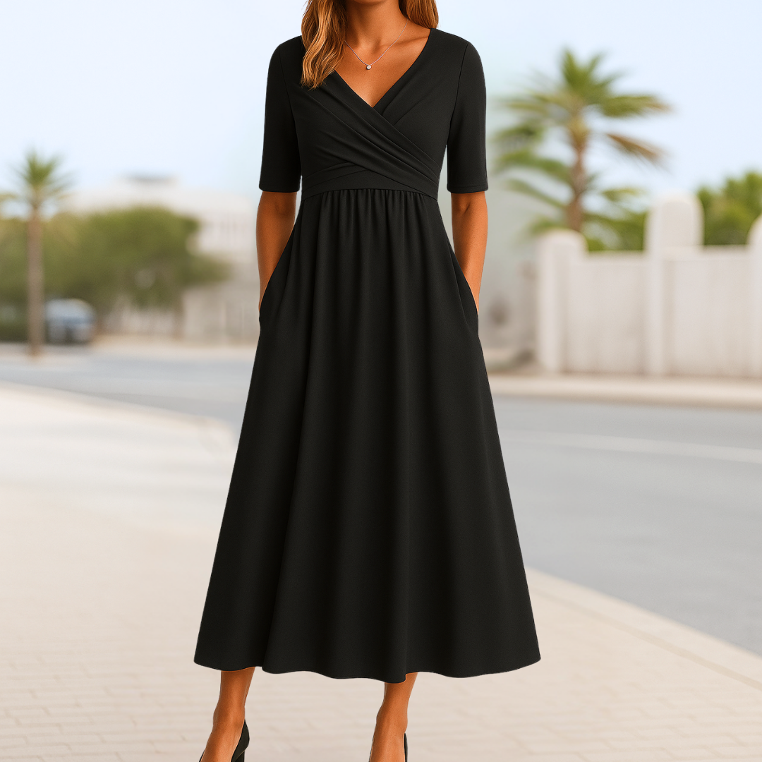 Monique™ | Kurzärmeliges gekreuztes Kleid