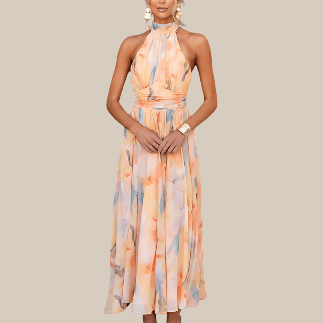 ESTHER™ | Neckholder-Kleid mit Aquarelldruck
