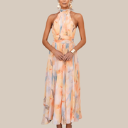 ESTHER™ | Neckholder-Kleid mit Aquarelldruck