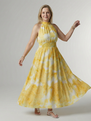Sylin | Gerafftes Halter-Midi-Kleid