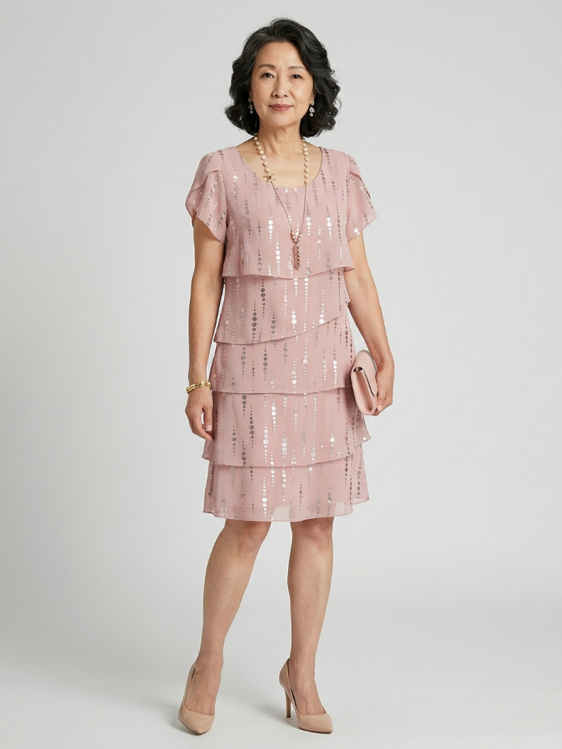 Makena | Elegantes knielanges Kleid mit gepunkteten Linien