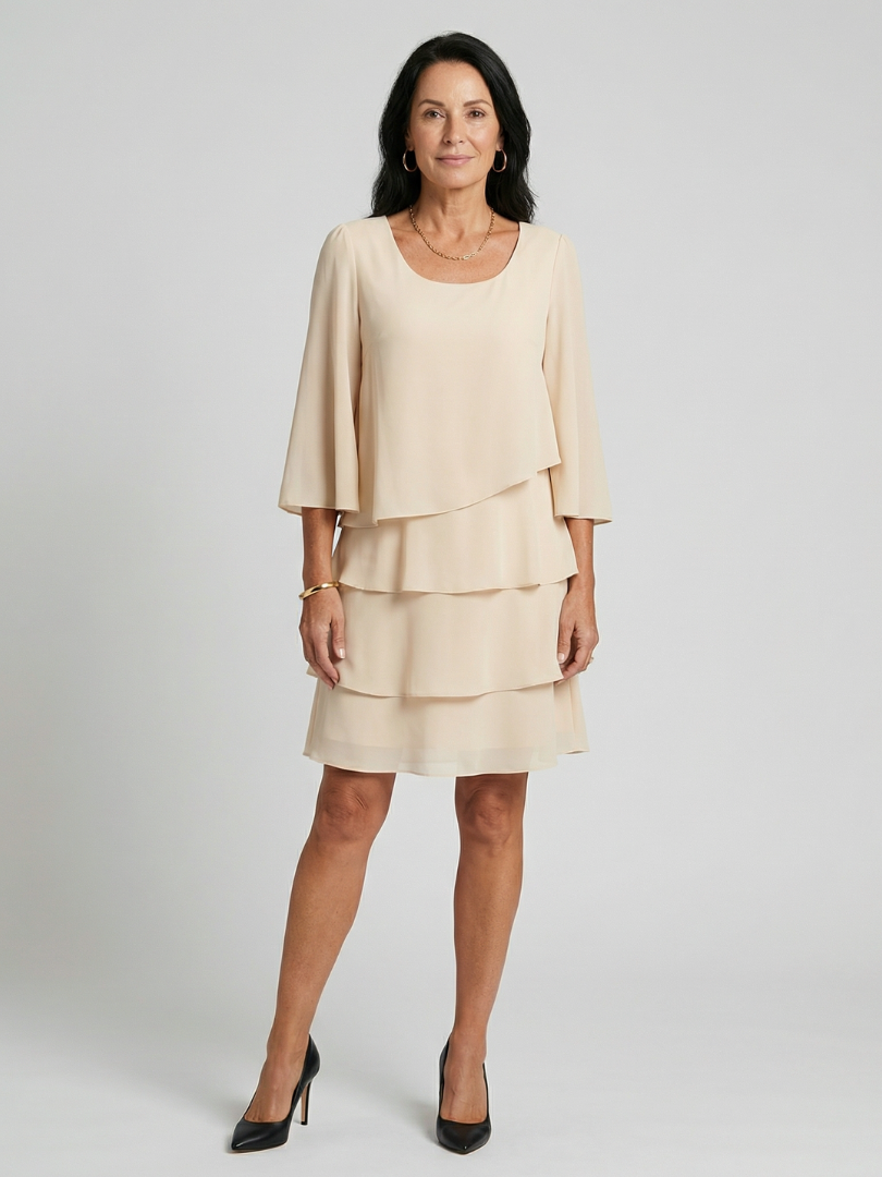 Works | Kleid mit Ärmeln in Lagen bis zum Knie