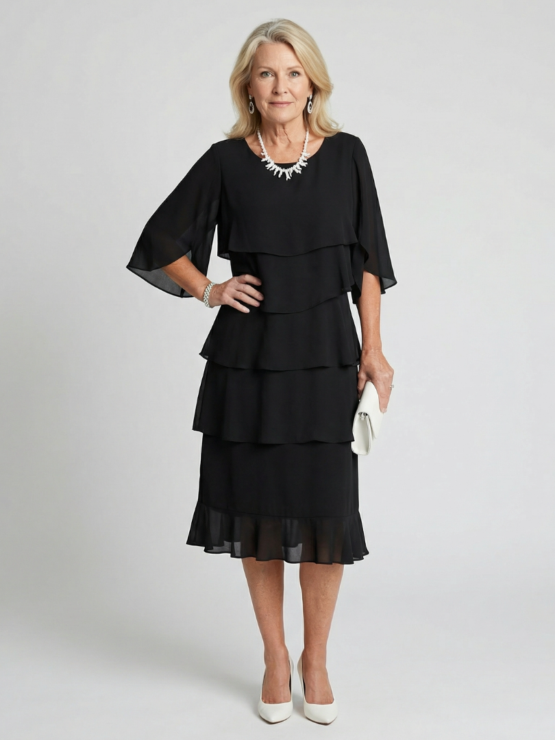 Brent | Midikleid mit mehrlagigem Muster