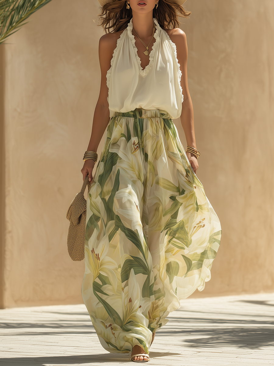 Lysandra | Elegantes, fließendes Ensemble mit Liliendruck