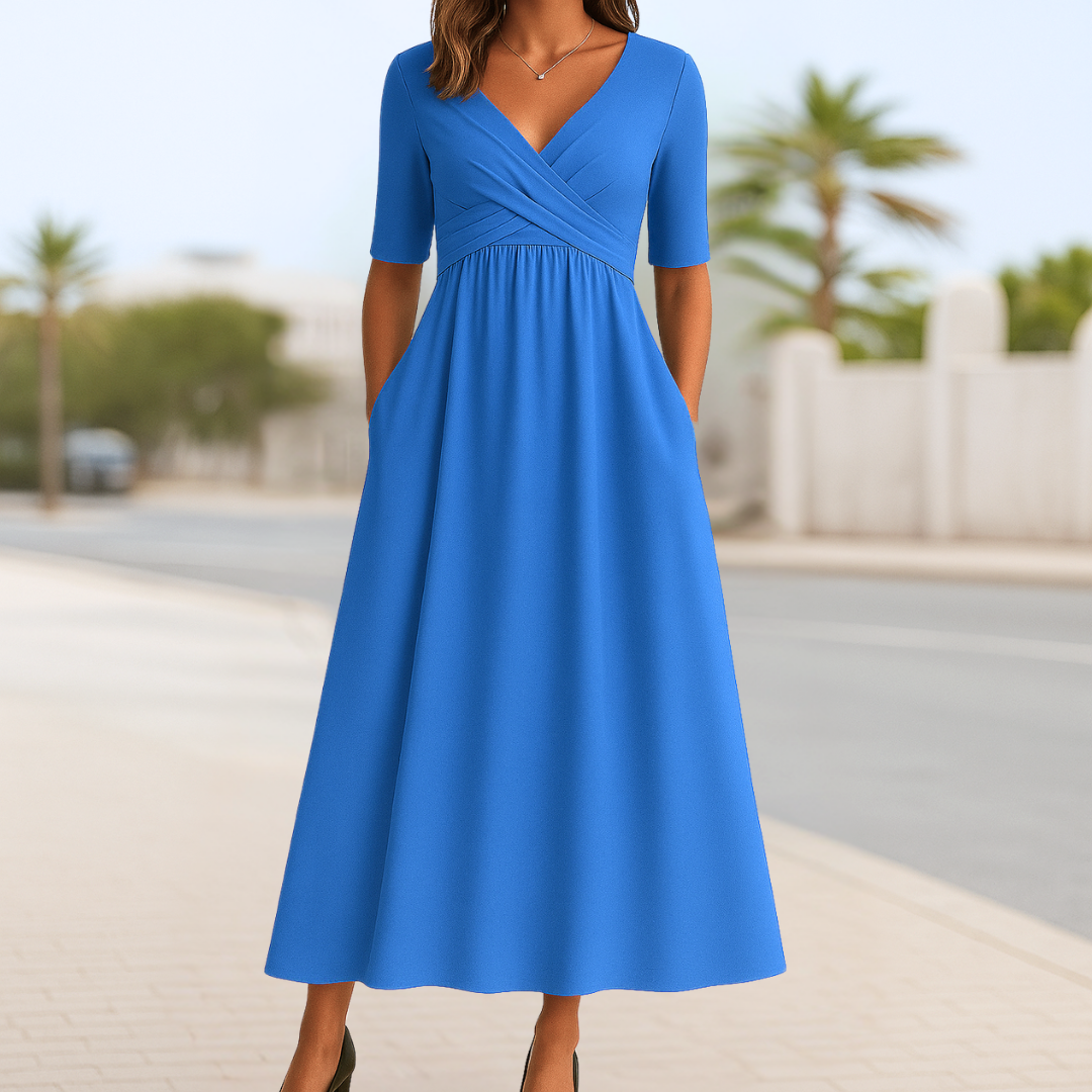 Monique™ | Kurzärmeliges gekreuztes Kleid