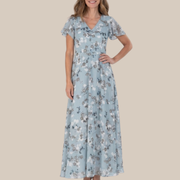 ISMERIA™ | Florales Chiffon Maxikleid
