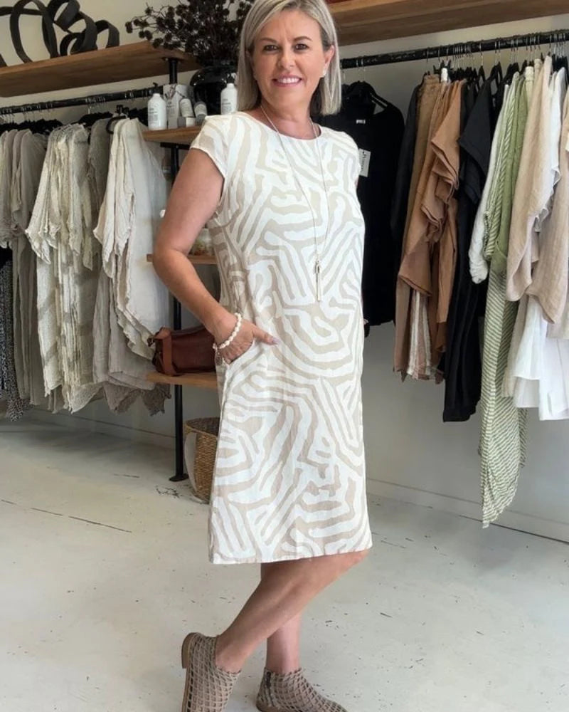 Sofia - Kleid mit Rundhalsausschnitt und Muster
