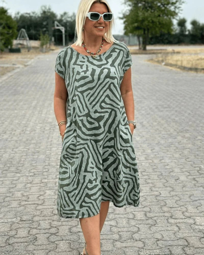 Sofia - Kleid mit Rundhalsausschnitt und Muster