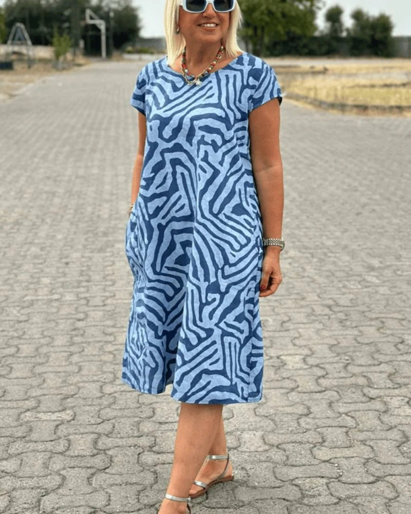 Sofia - Kleid mit Rundhalsausschnitt und Muster