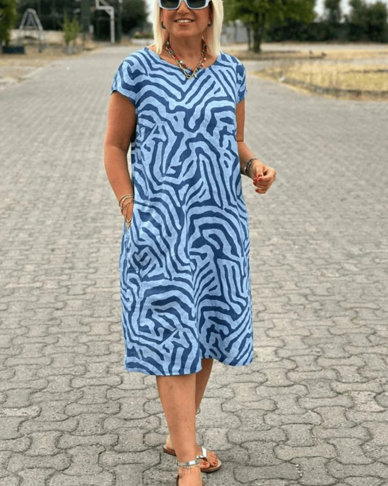 Sofia - Kleid mit Rundhalsausschnitt und Muster