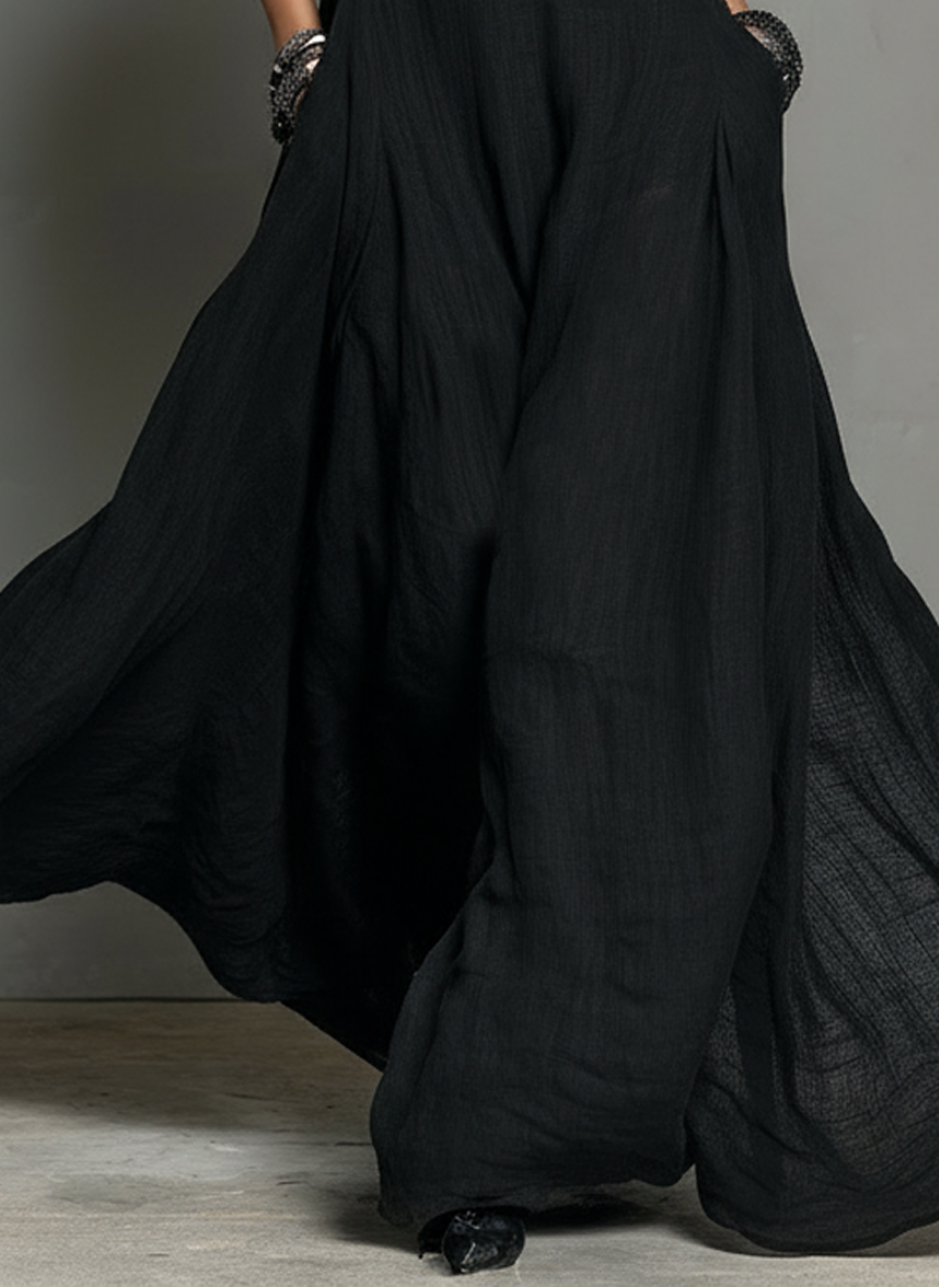 Minimalistisches Maxikleid aus Leinengemisch mit Neckholder
