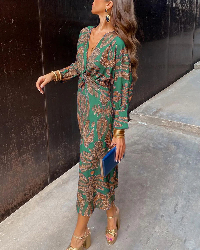 Dineke - Elegantes Kleid mit langen Ärmeln und floralem Muster