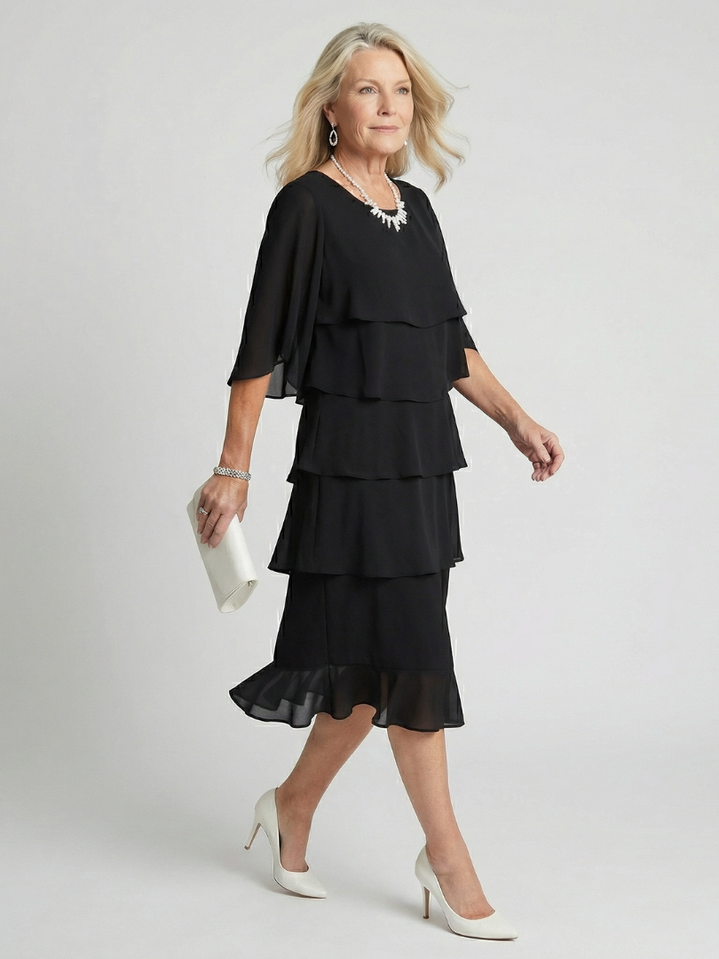 Brent | Midikleid mit mehrlagigem Muster