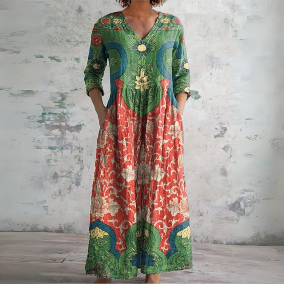 Judith | Maxikleid mit Vintage-Blumenmuster