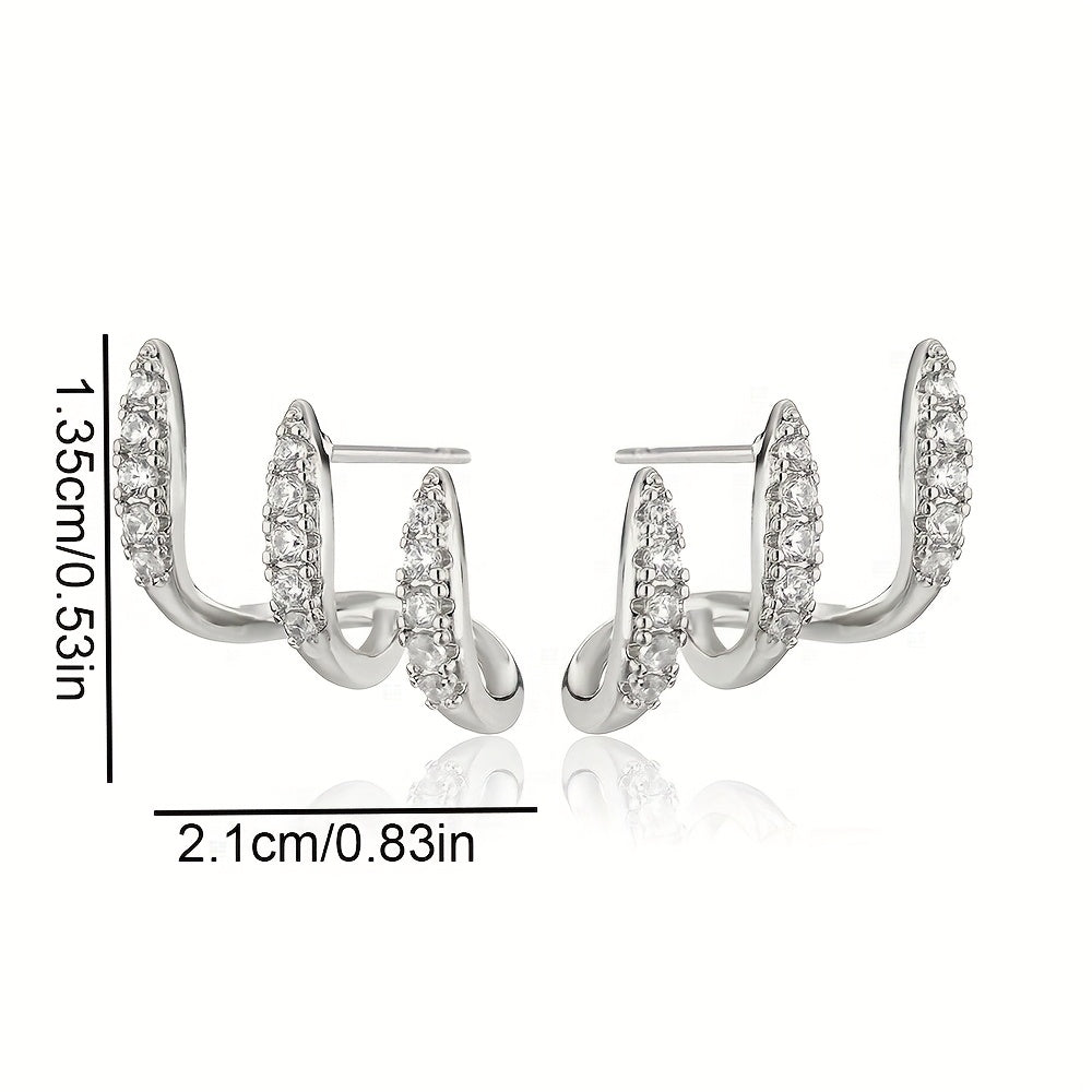Brincos elegantes com strass de três garras