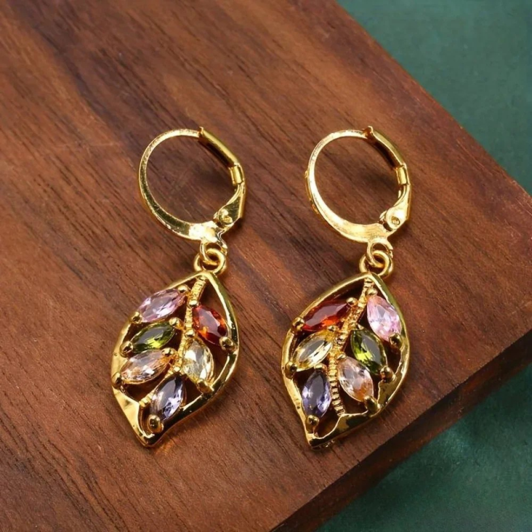 Brincos vintage em folha de ouro multicolor