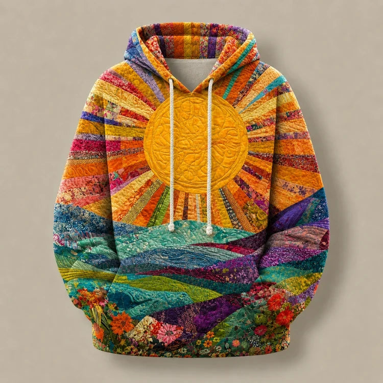 Ryleth | Sweatshirt Y2K com Capuz e Estampado Raios de Sol