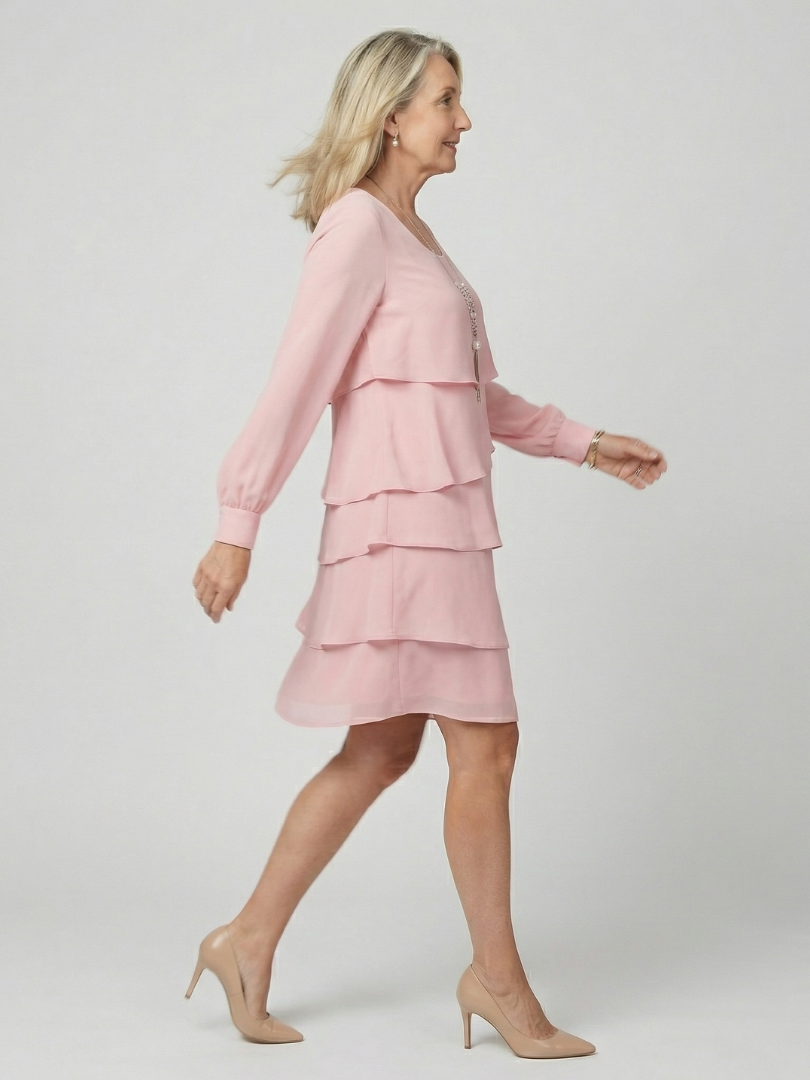 Kirax | Transparentes knielanges Kleid mit Lagenstruktur