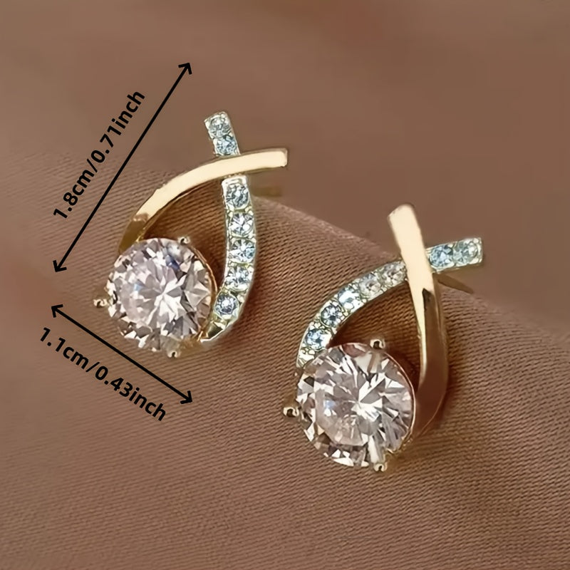 Brincos de pino com cruz dourada e zircónias