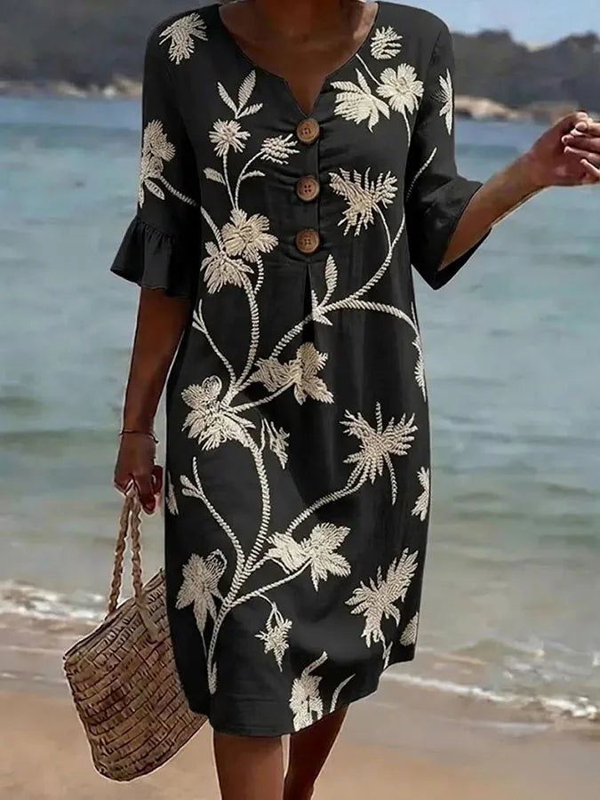 Vestido casual de mulher com estampado floral