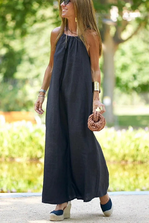 Down By The Cove Leinenmischung Halter Maxikleid