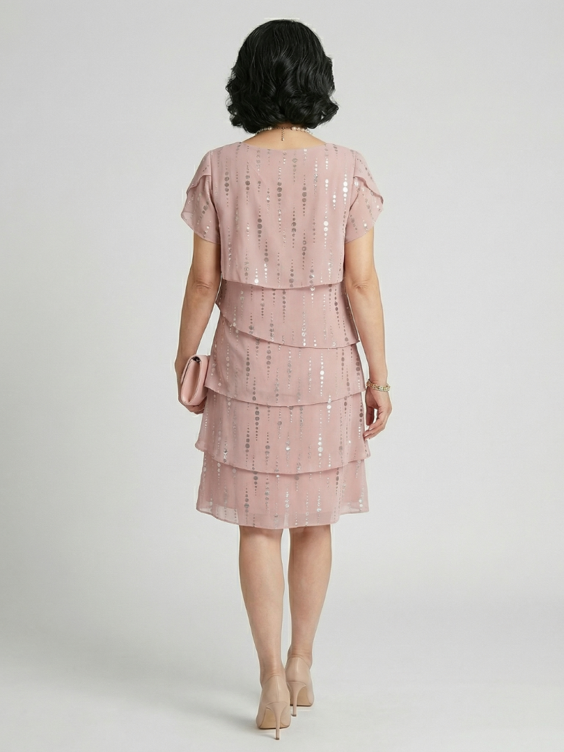 Makena | Elegantes knielanges Kleid mit gepunkteten Linien