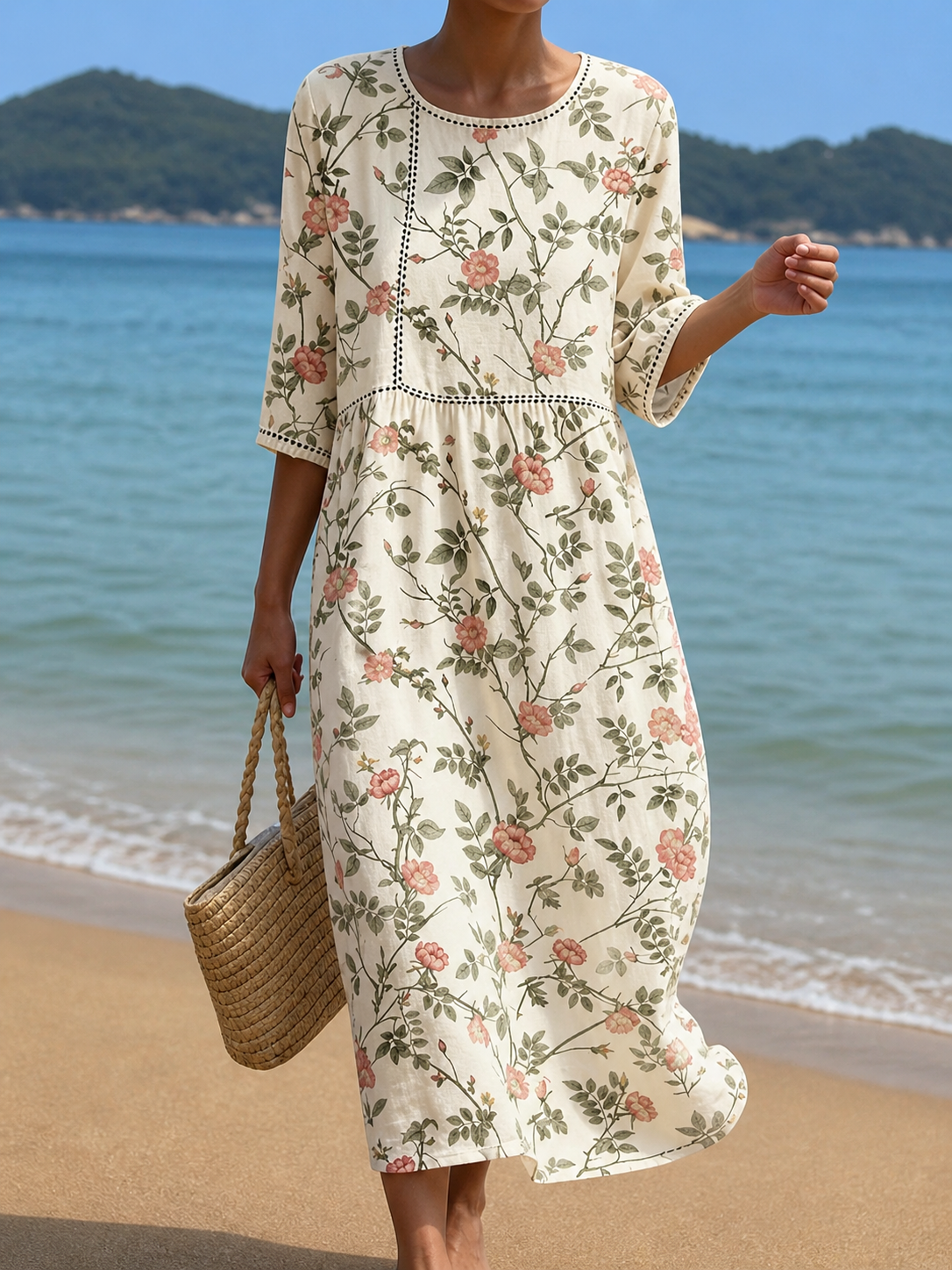 Vestido casual de mulher com estampado floral