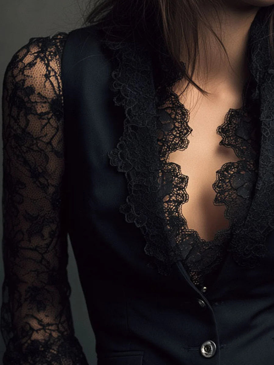 Noémie | Blazer Top com Mangas Semitransparentes