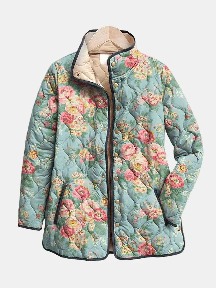 Ines e Beatriz | Casaco Acolchoado Rosas Verde-Celadon Helena