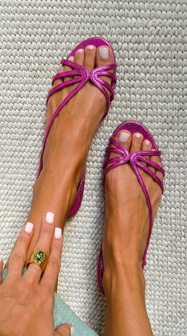 Genebra | Sandálias douradas: elegância de verão