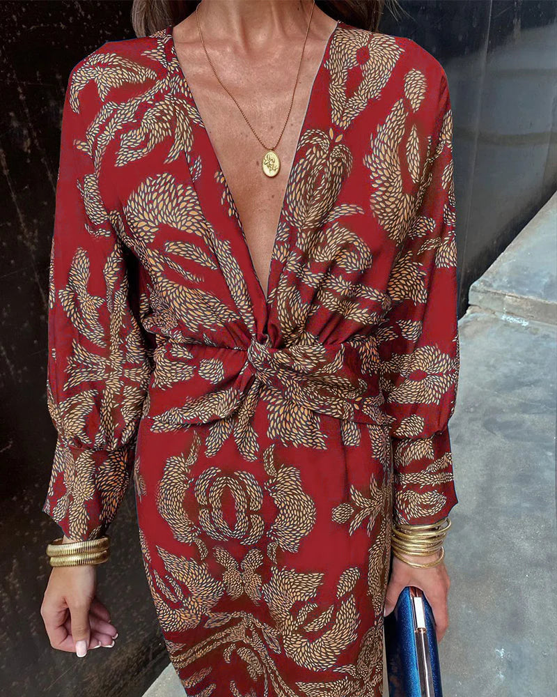 Dineke - Elegantes Kleid mit langen Ärmeln und floralem Muster