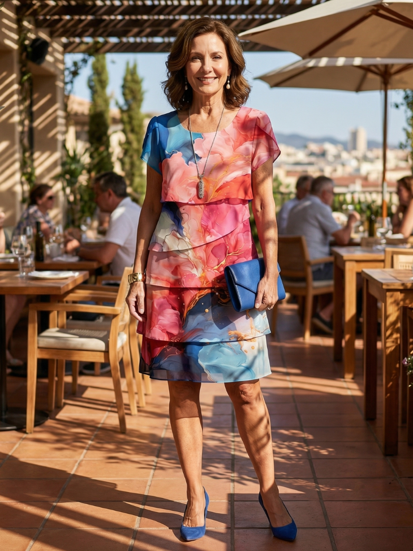 Mira | Knielanges Kleid mit Marmoreffekt