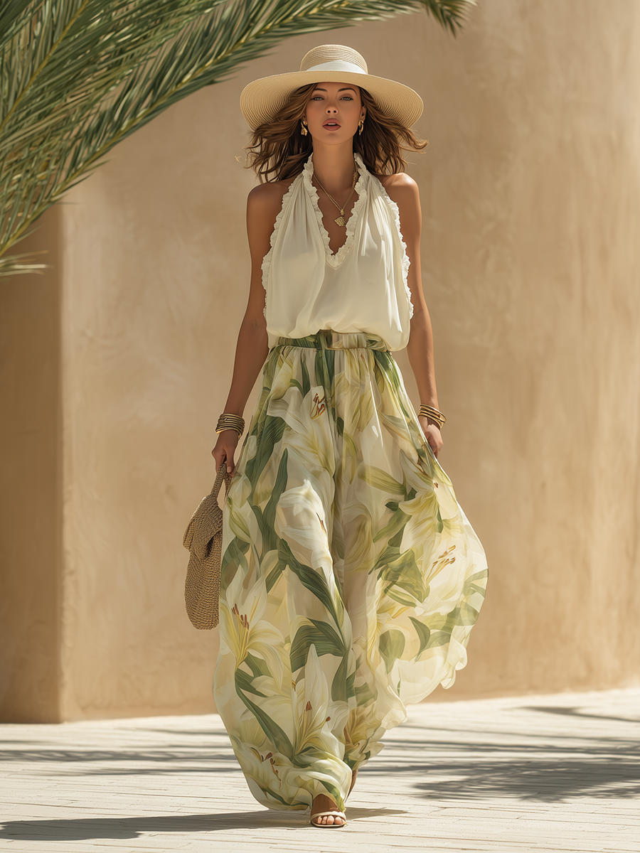 Lysandra | Elegantes, fließendes Ensemble mit Liliendruck