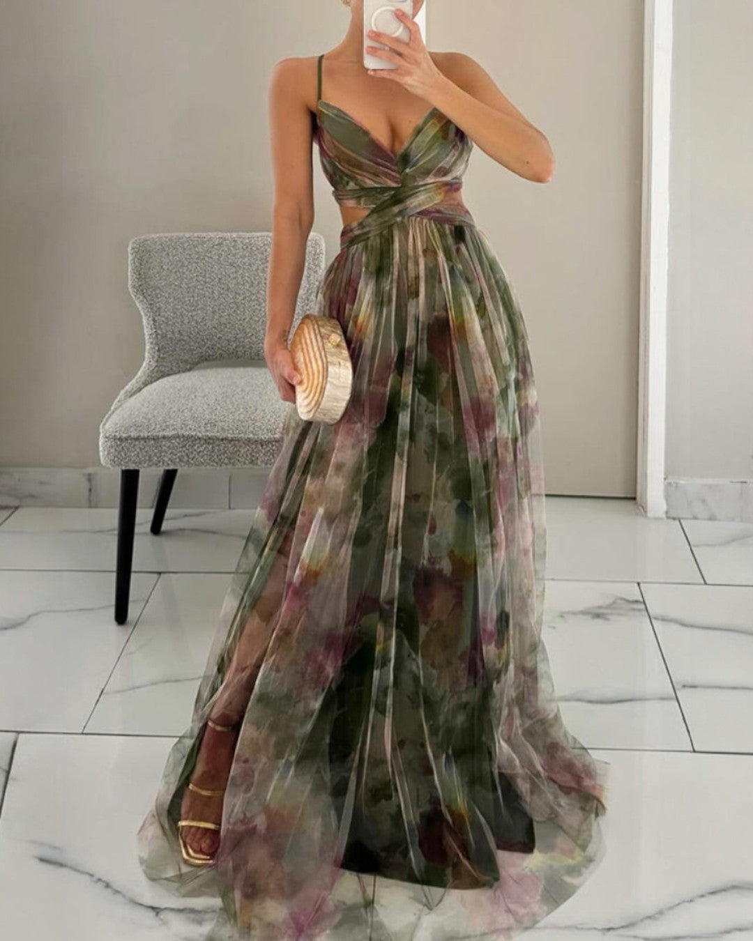 Giselle | Encantador vestido maxi com estampado floral