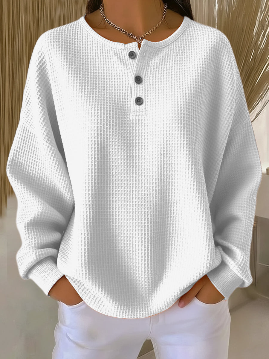 Mirabel™ | Sweatshirt Henley Aconchegante com Textura Waffle