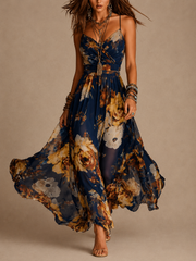 Dulce - vestido comprido com padrão floral e alças