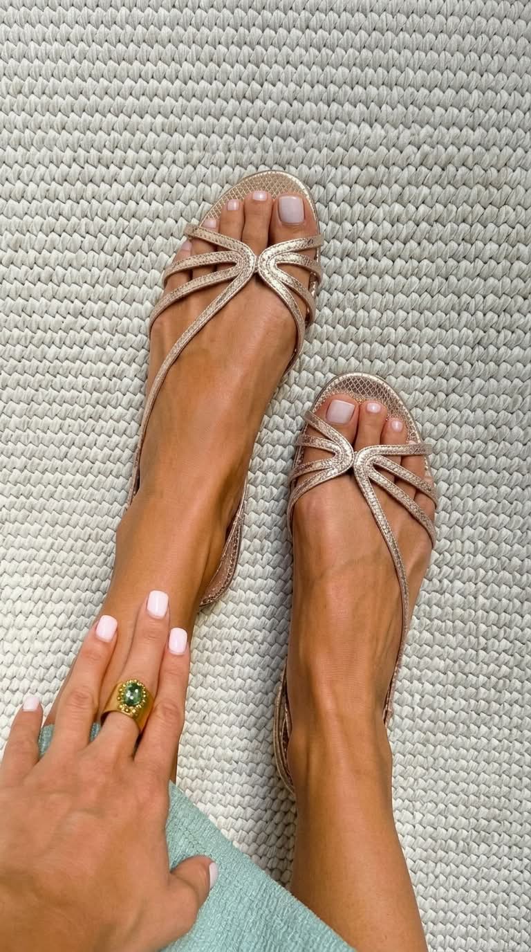 Genebra | Sandálias douradas: elegância de verão