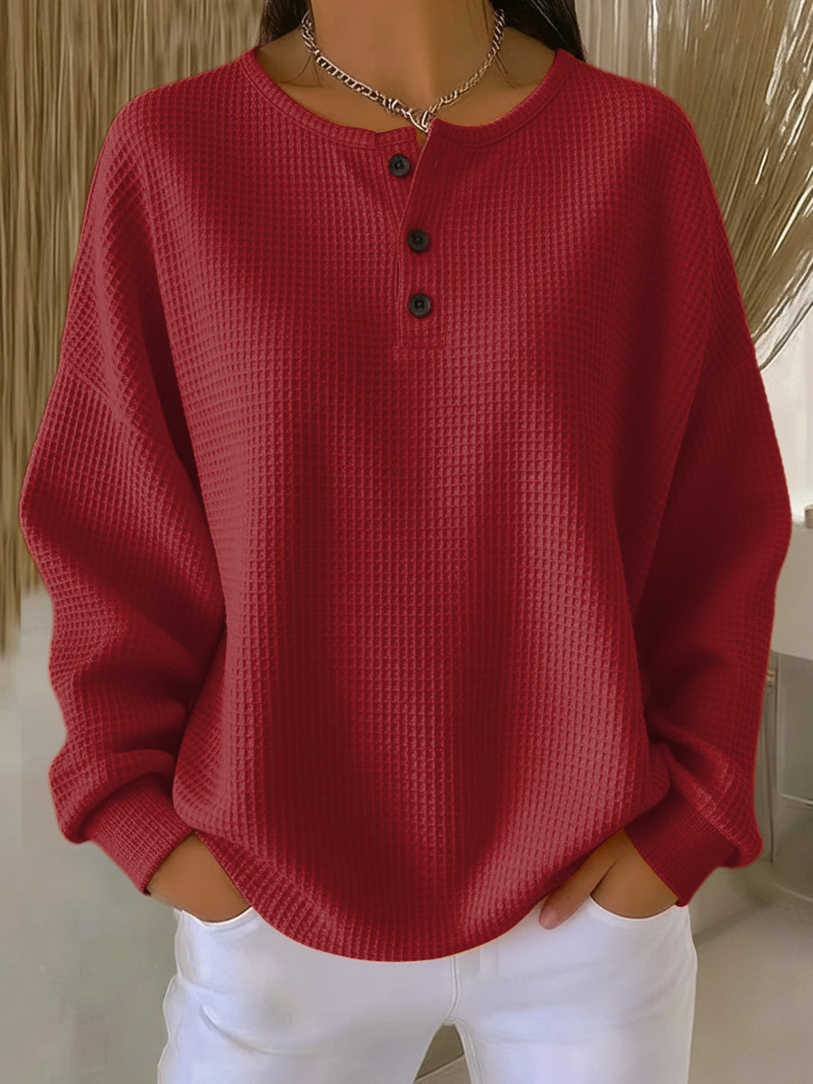Mirabel™ | Sweatshirt Henley Aconchegante com Textura Waffle